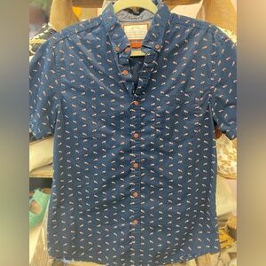 Denim & Flower Blue Shirt with Red Accents